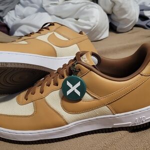 Nike Air Force 1 Low Tan and Cream Sneakers